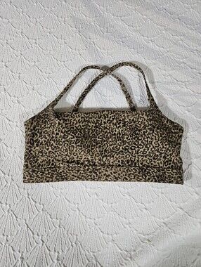 Fabletics Leopard Print Sports Bra Top - Tan & Black Size M